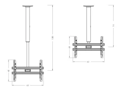 VCM Montagem no teto de TV CM Prata A. 94 x L. 62 x P. 10 cm Multicor