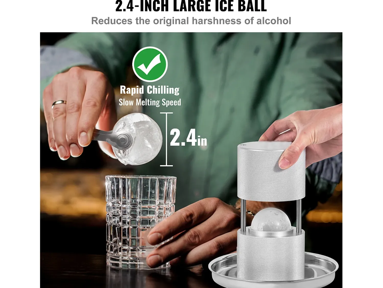 Acessório Vinho E Bar* Máquina de Chopp SucceBuy 61 mm, Pressa de Chopp em Alumínio Redondo para Whisky, Prata Prateado
