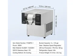 Acessório Vinho E Bar| Máquina de Gelo Comercial SucceBuy em Flocos de Neve, 80 kg/24 H em Aço Inoxidável Prateado