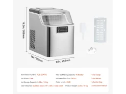Máquina De Gelo De Bancada SucceBuy, 20.41 kg De Gelo Em 24 Horas, Autolimpante, Com Pá E Cesto^ Acessório Vinho E Bar