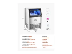 Acessório Vinho E Bar* Máquina de Gelo SucceBuy Máquina de Gelo Comercial com Display LED, 40,82 kg/dia para Gastronomia