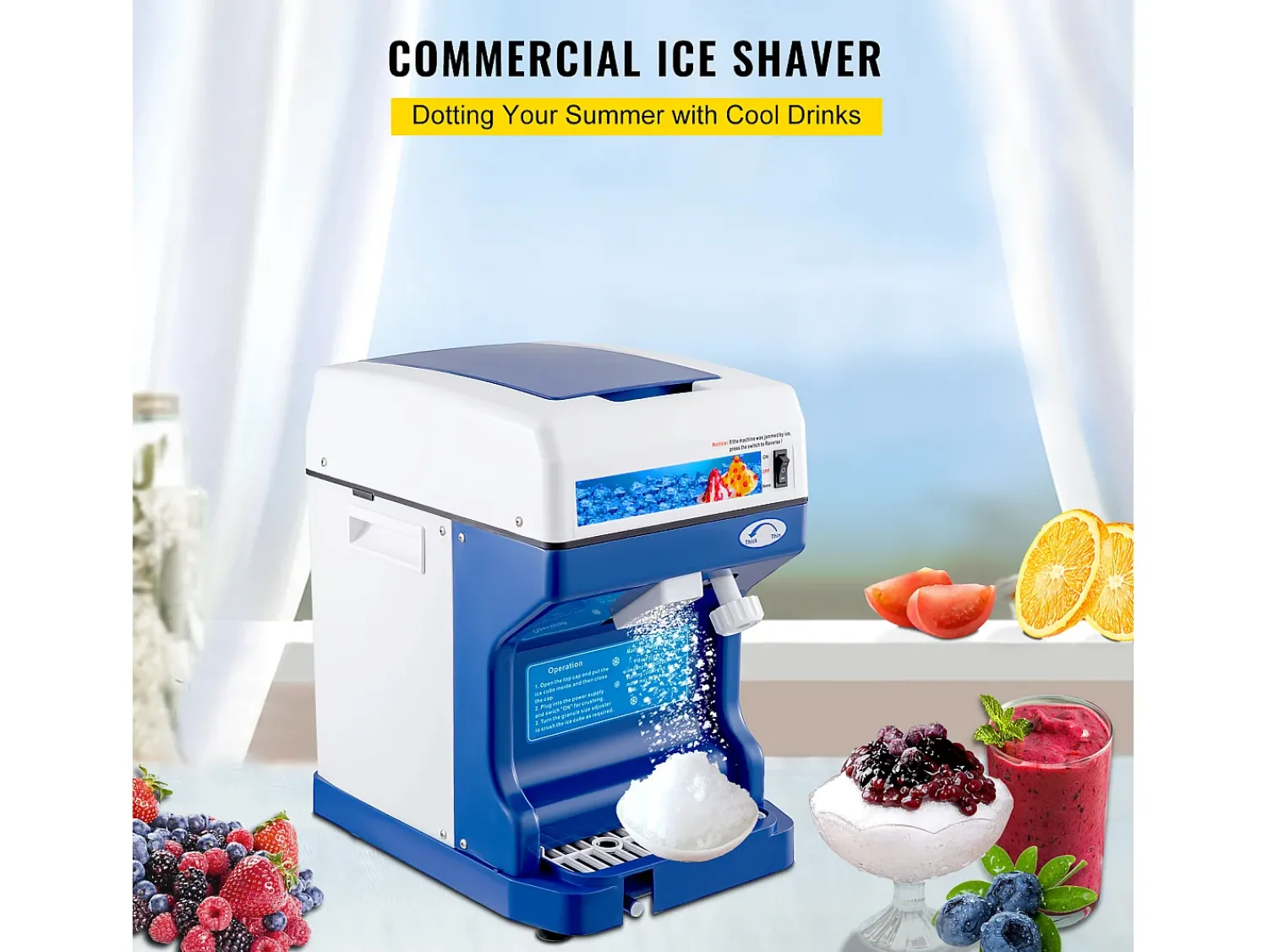 Acessório Vinho E Bar| Máquina de Gelo SucceBuy Máquina de Cone de Neve 250 W 265 LBS/H Triturador de Gelo Ajustável para Uso Doméstico