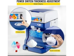 Acessório Vinho E Bar| Máquina de Gelo SucceBuy Máquina de Cone de Neve 250 W 265 LBS/H Triturador de Gelo Ajustável para Uso Doméstico