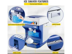Acessório Vinho E Bar| Máquina de Gelo SucceBuy Máquina de Cone de Neve 250 W 265 LBS/H Triturador de Gelo Ajustável para Uso Doméstico