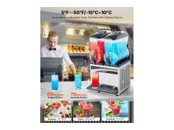 Máquina de Granito SucceBuy, 2 Reservatórios de 15 L, Aço Inoxidável, Distribuidor de Bebidas Geladas, para Casa, Restaurantes, Cafés, Bares^ Acessório Vinho E Bar