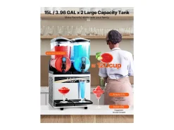 Máquina de Granito SucceBuy, 2 Reservatórios de 15 L, Aço Inoxidável, Distribuidor de Bebidas Geladas, para Casa, Restaurantes, Cafés, Bares^ Acessório Vinho E Bar