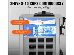 Acessório Vinho E Bar| Máquina de Sorvete SucceBuy, Aparelho de Gelo Italiano 3 Sabores 18-28 L/h, para Qualquer Aventura de Campismo Prateado