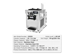 Acessório Vinho E Bar| Máquina de Sorvete SucceBuy, Aparelho de Gelo Italiano 3 Sabores 18-28 L/h, para Qualquer Aventura de Campismo Prateado