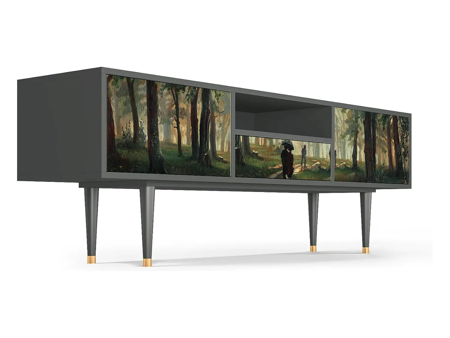 Mueble de TV - 170х59х41 cm - T6 - Rain in the Oak Forest, Antracite^ Móvel De Tv