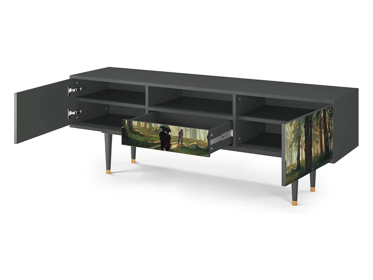 Mueble de TV - 170х59х41 cm - T6 - Rain in the Oak Forest, Antracite^ Móvel De Tv