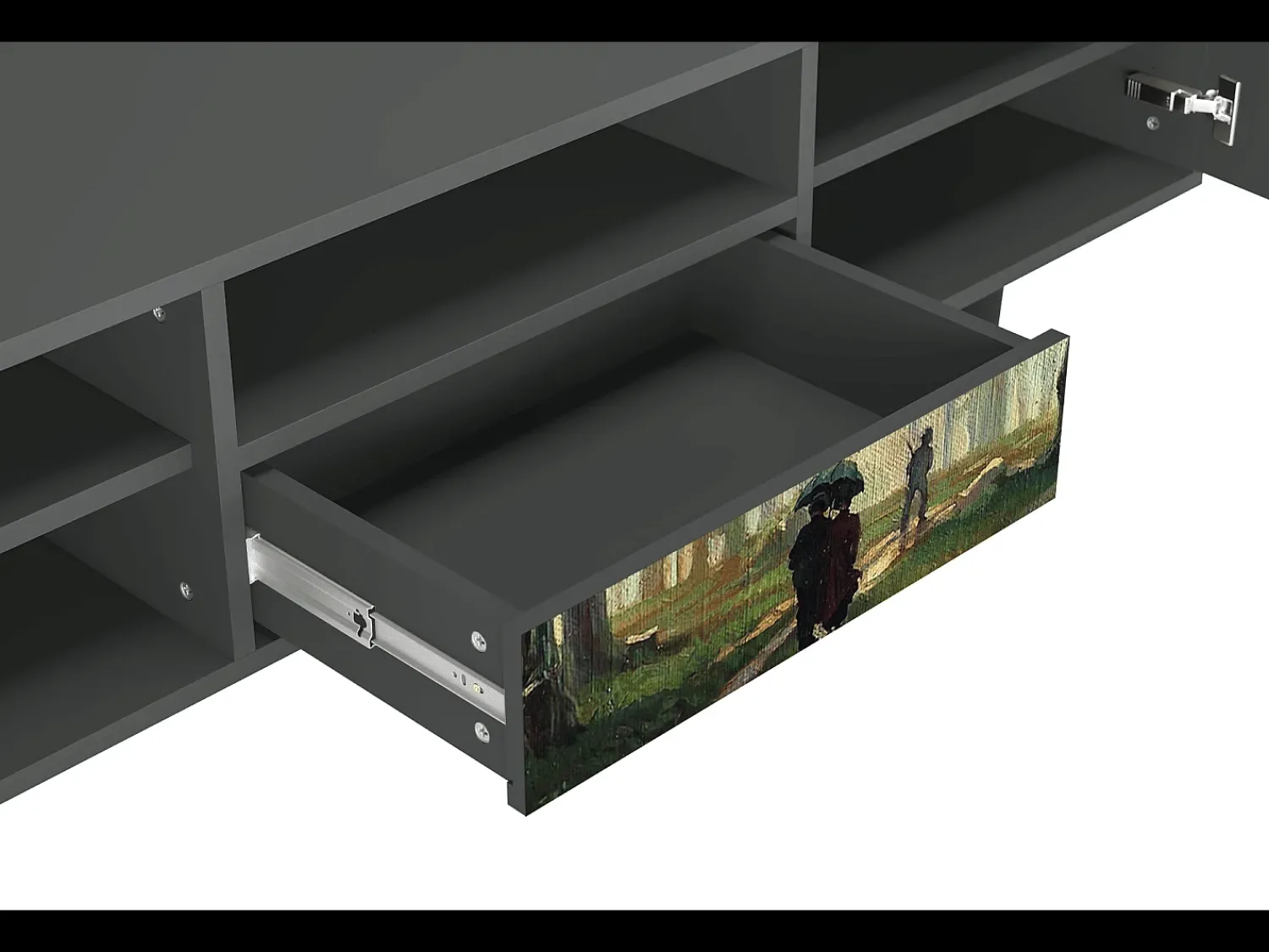 Mueble de TV - 170х59х41 cm - T6 - Rain in the Oak Forest, Antracite^ Móvel De Tv