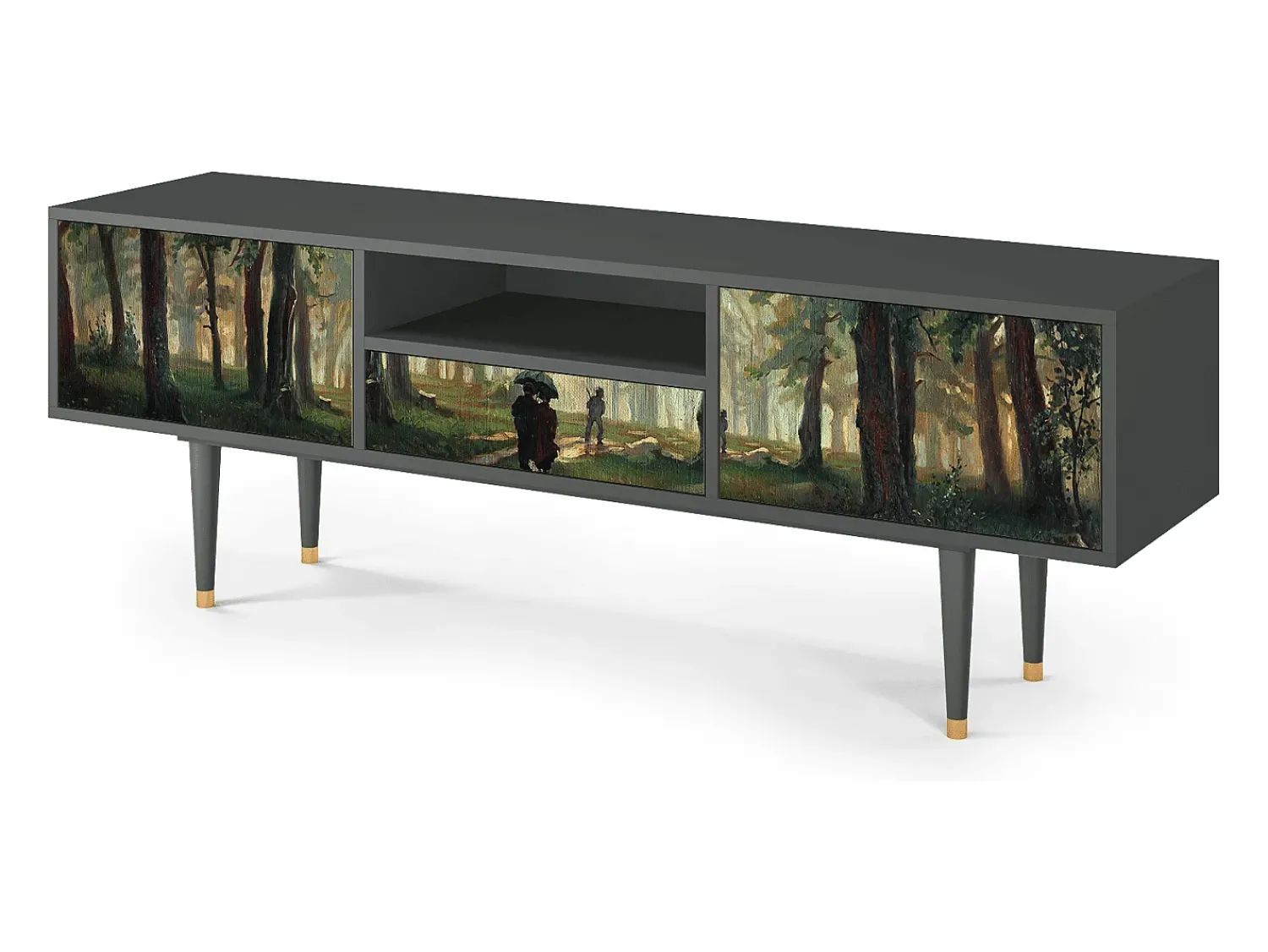 Mueble de TV - 170х59х41 cm - T6 - Rain in the Oak Forest, Antracite^ Móvel De Tv