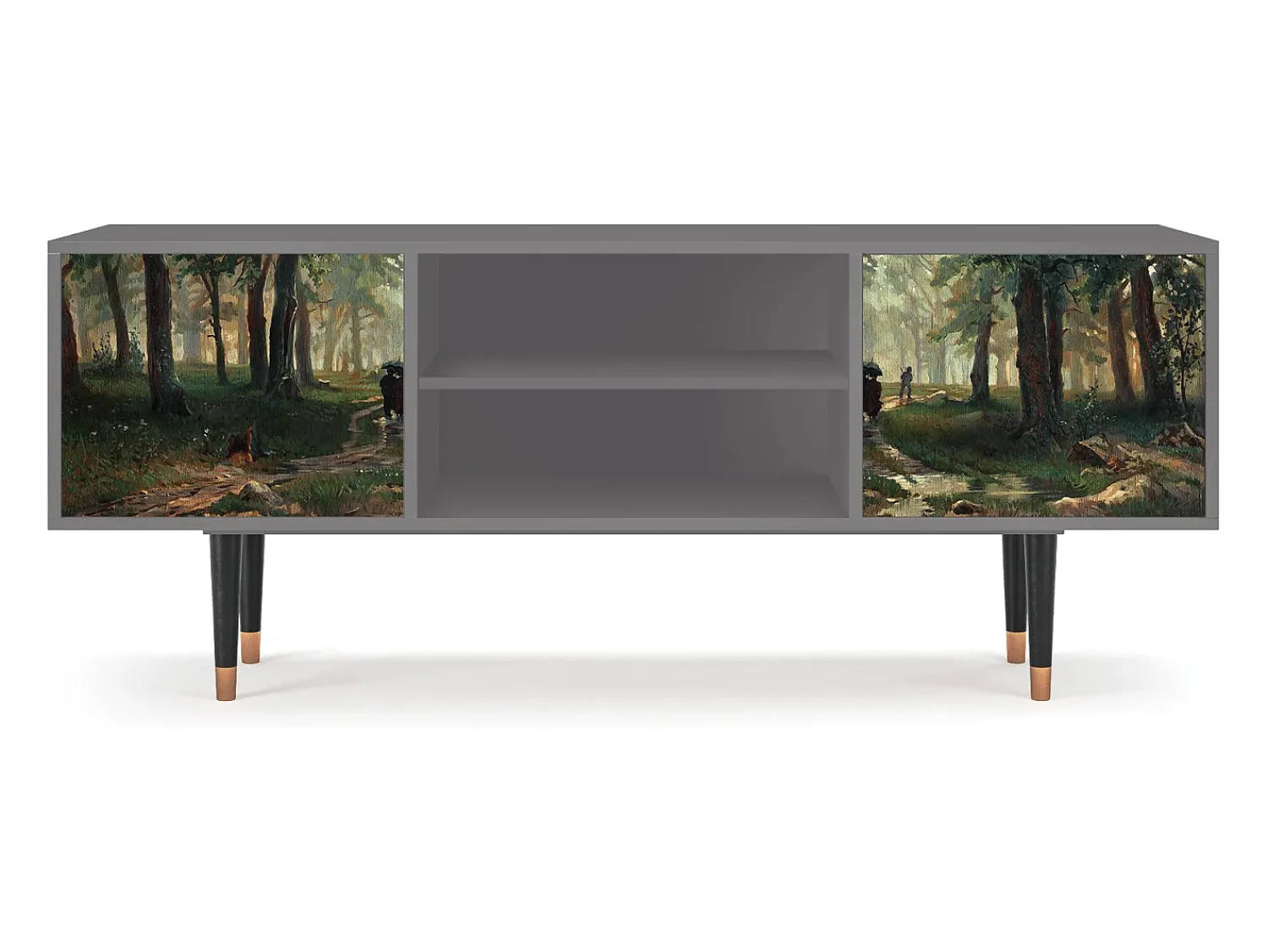 Móvel De Tv* Mueble de TV - 170х69х48 cm - T2 - Rain in the Oak Forest, Cinza Cinzento