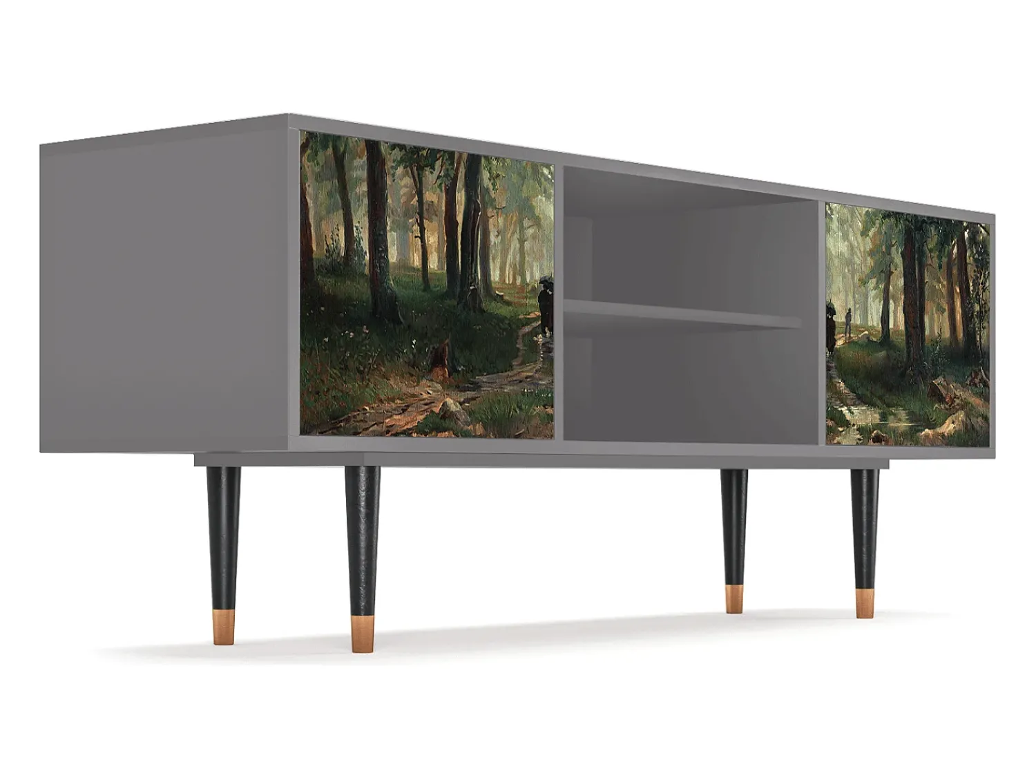 Móvel De Tv* Mueble de TV - 170х69х48 cm - T2 - Rain in the Oak Forest, Cinza Cinzento