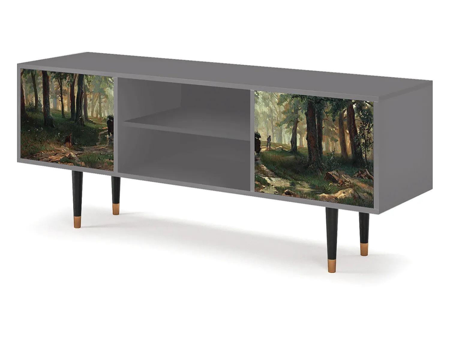 Móvel De Tv* Mueble de TV - 170х69х48 cm - T2 - Rain in the Oak Forest, Cinza Cinzento