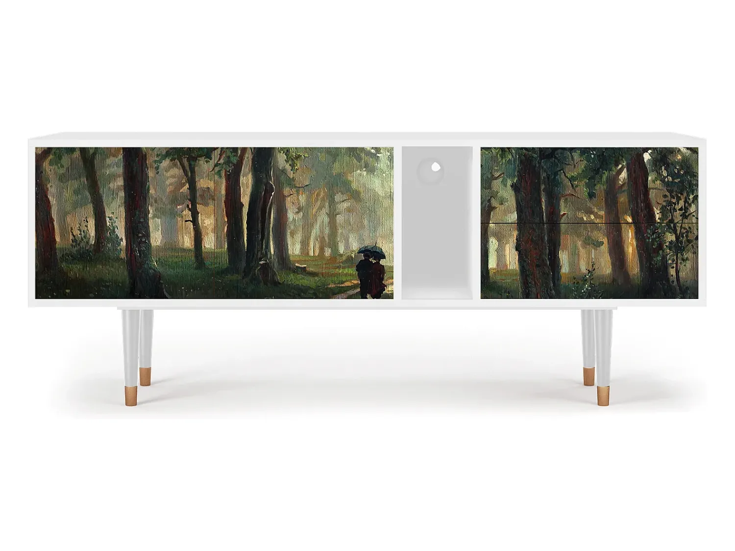 Móvel De Tv* Mueble de TV - 170х69х48 cm - T1 - Rain in the Oak Forest, Branco Bege