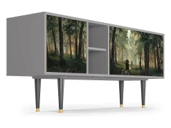 Mueble de TV - 150х69х41 cm - T5 - Rain in the Oak Forest, Cinza^ Móvel De Tv