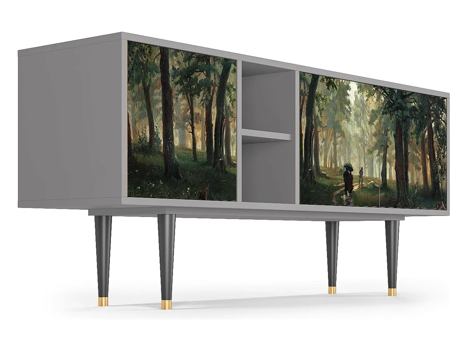 Mueble de TV - 150х69х41 cm - T5 - Rain in the Oak Forest, Cinza^ Móvel De Tv