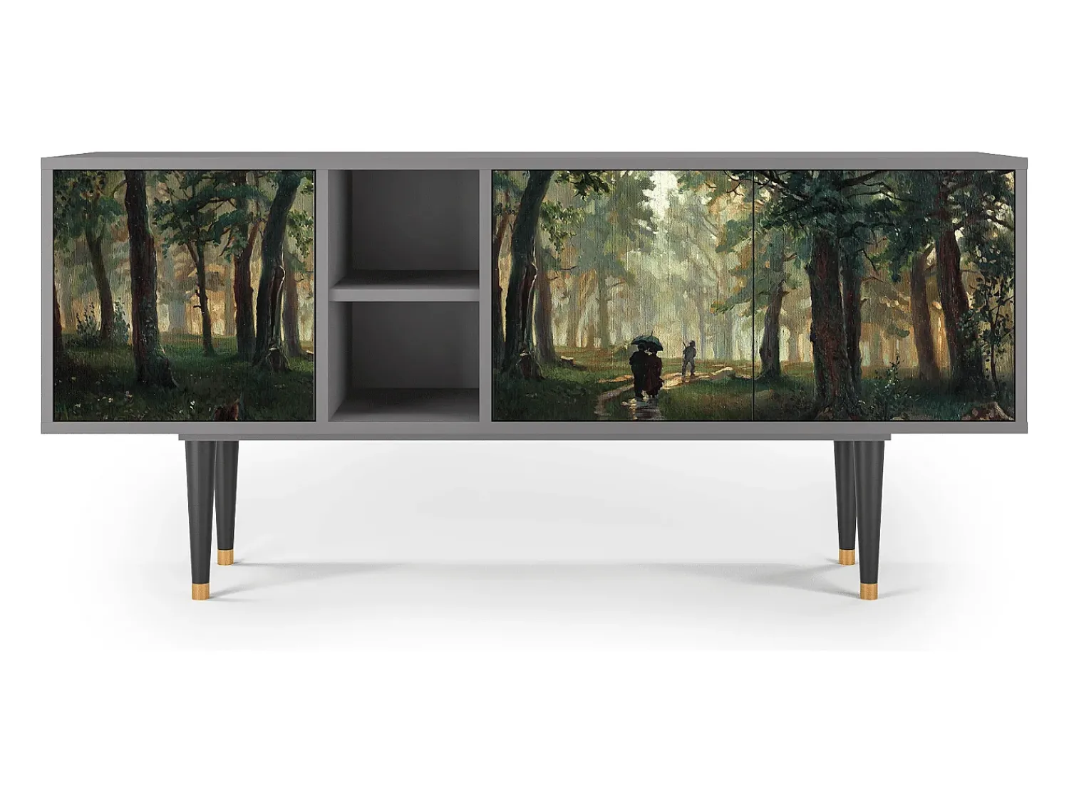 Mueble de TV - 150х69х41 cm - T5 - Rain in the Oak Forest, Cinza^ Móvel De Tv