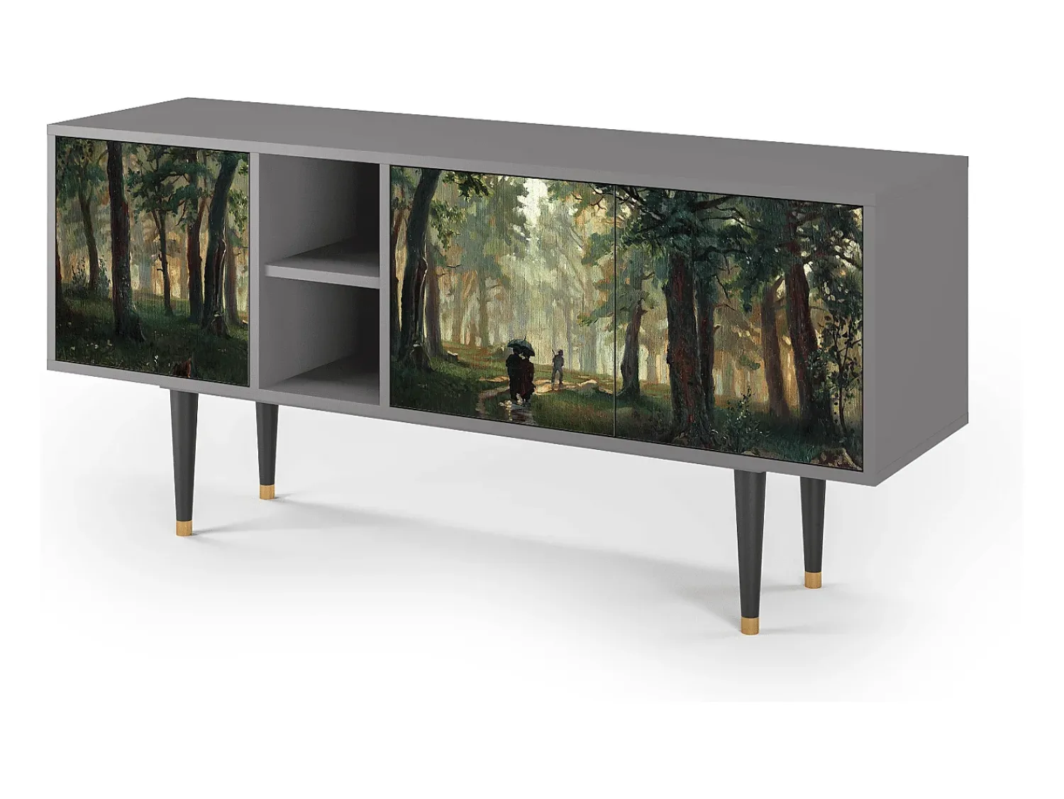 Mueble de TV - 150х69х41 cm - T5 - Rain in the Oak Forest, Cinza^ Móvel De Tv