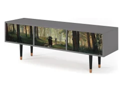 Móvel De Tv| Mueble de TV - 170х59х48 cm - T4 - Rain in the Oak Forest, Cinza Cinzento