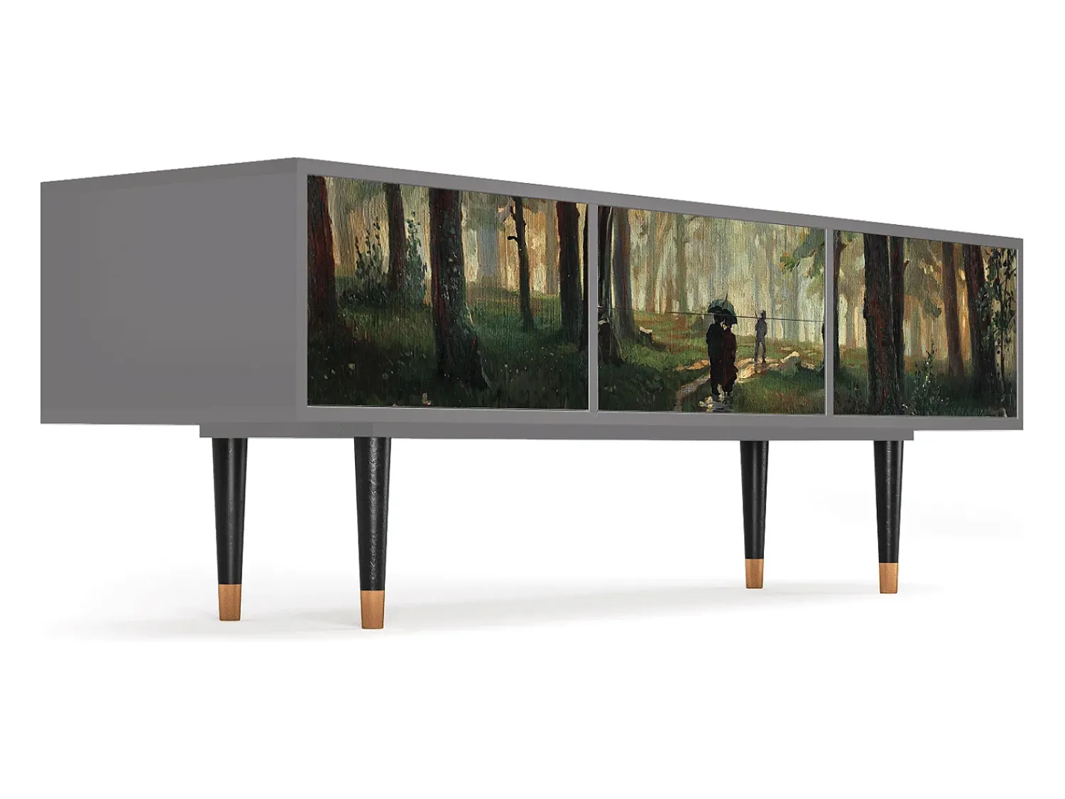 Móvel De Tv| Mueble de TV - 170х59х48 cm - T4 - Rain in the Oak Forest, Cinza Cinzento