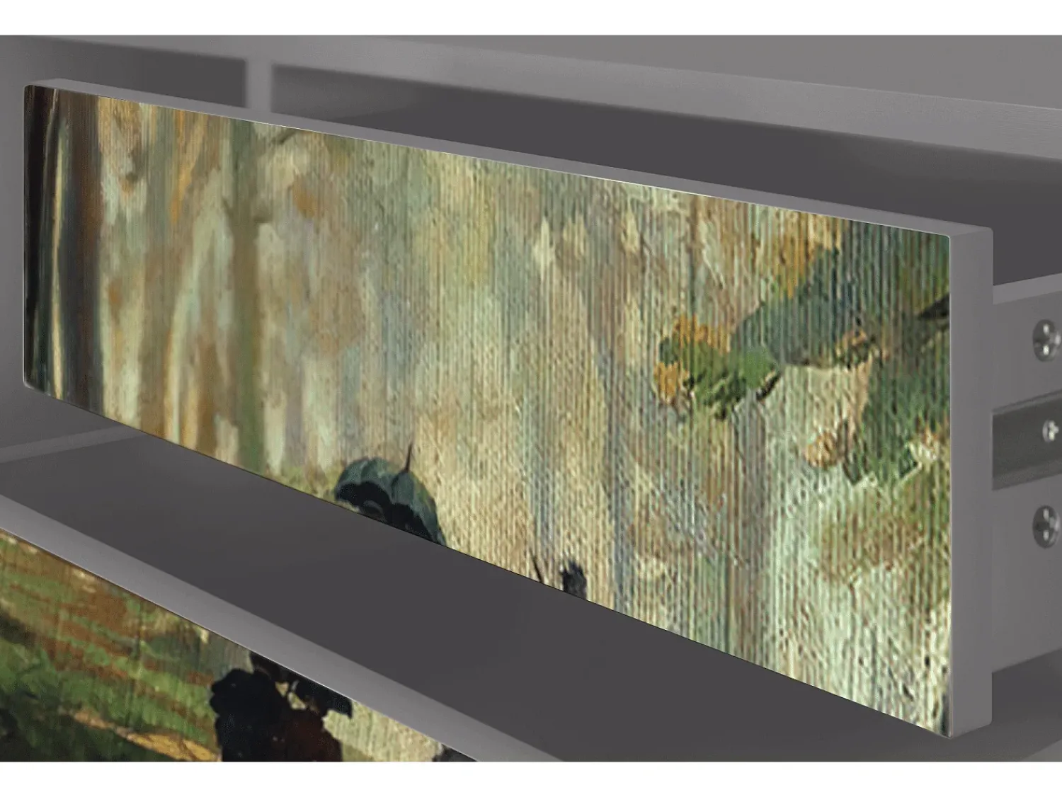 Móvel De Tv| Mueble de TV - 170х59х48 cm - T4 - Rain in the Oak Forest, Cinza Cinzento