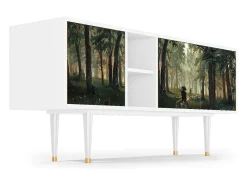 Móvel De Tv* Mueble de TV - 150х69х41 cm - T5 - Rain in the Oak Forest, Branco Bege