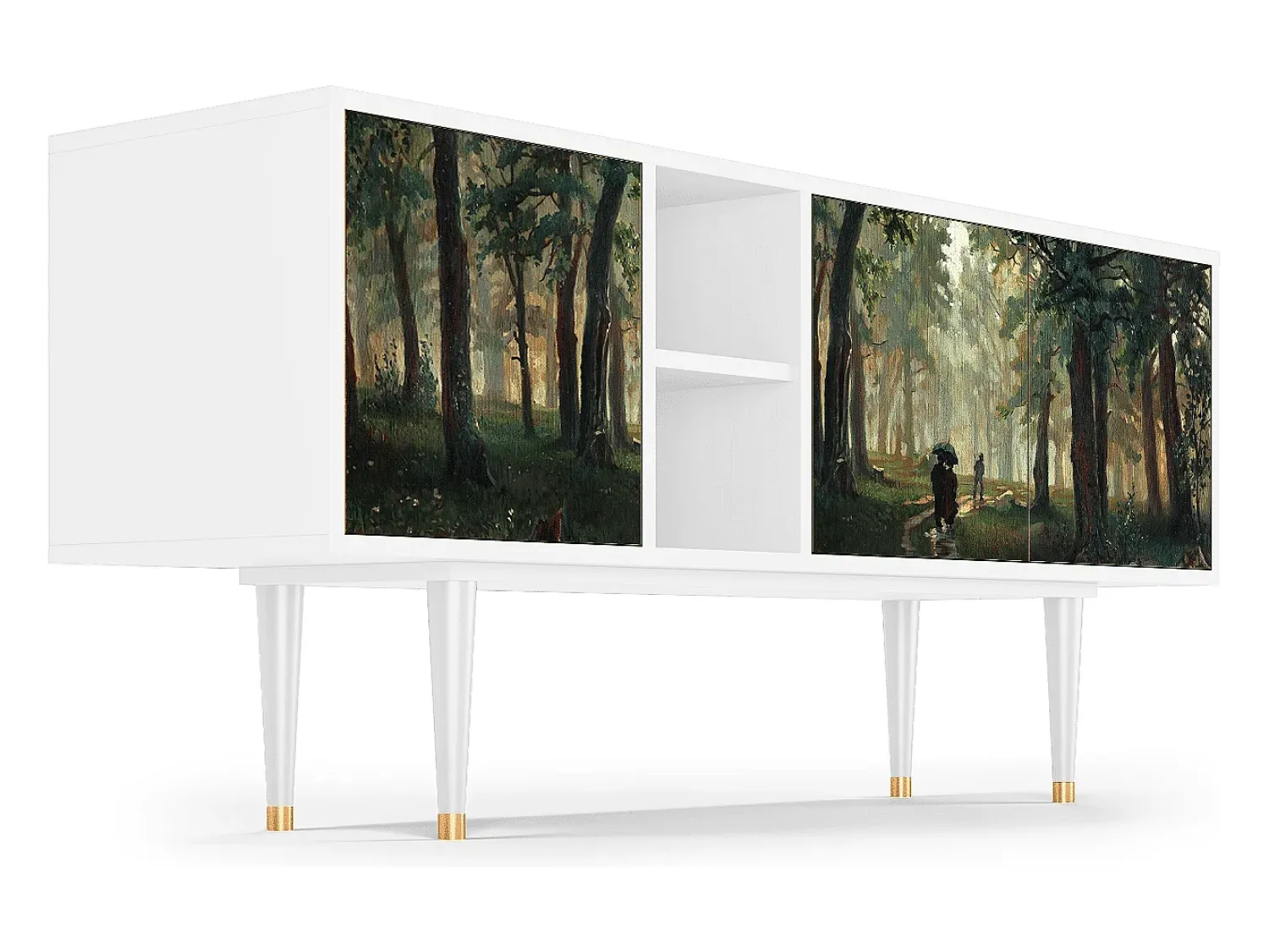Móvel De Tv* Mueble de TV - 150х69х41 cm - T5 - Rain in the Oak Forest, Branco Bege