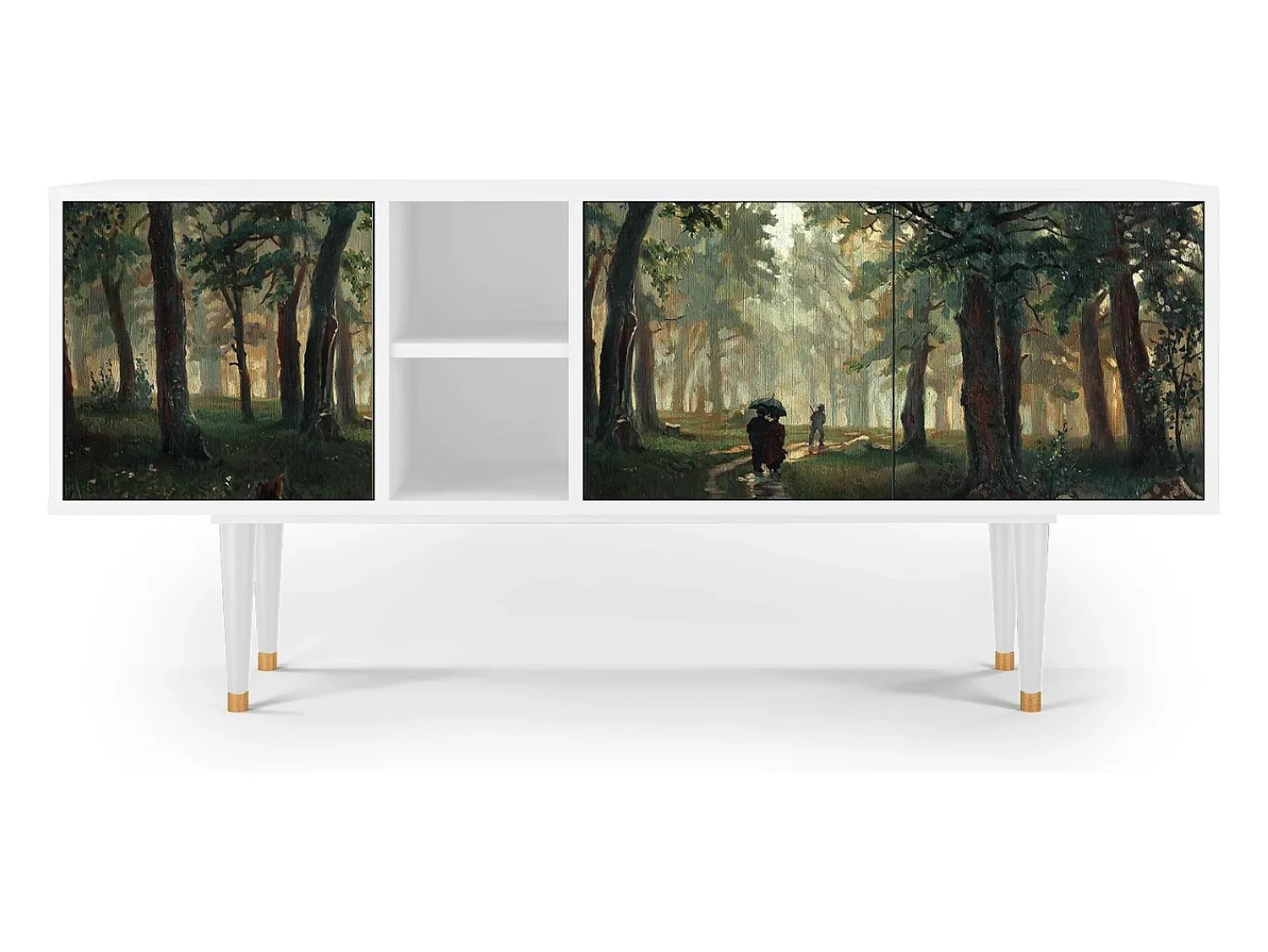 Móvel De Tv* Mueble de TV - 150х69х41 cm - T5 - Rain in the Oak Forest, Branco Bege