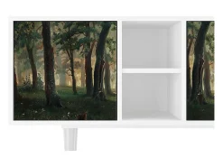 Móvel De Tv* Mueble de TV - 150х69х41 cm - T5 - Rain in the Oak Forest, Branco Bege