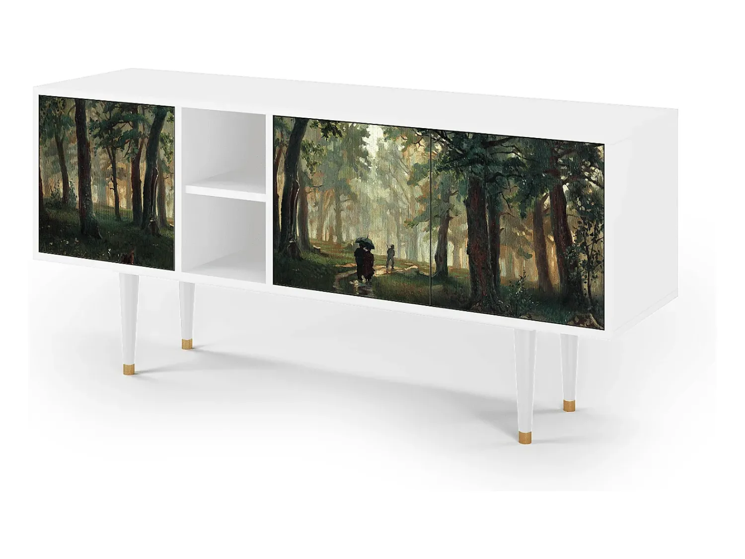 Móvel De Tv* Mueble de TV - 150х69х41 cm - T5 - Rain in the Oak Forest, Branco Bege