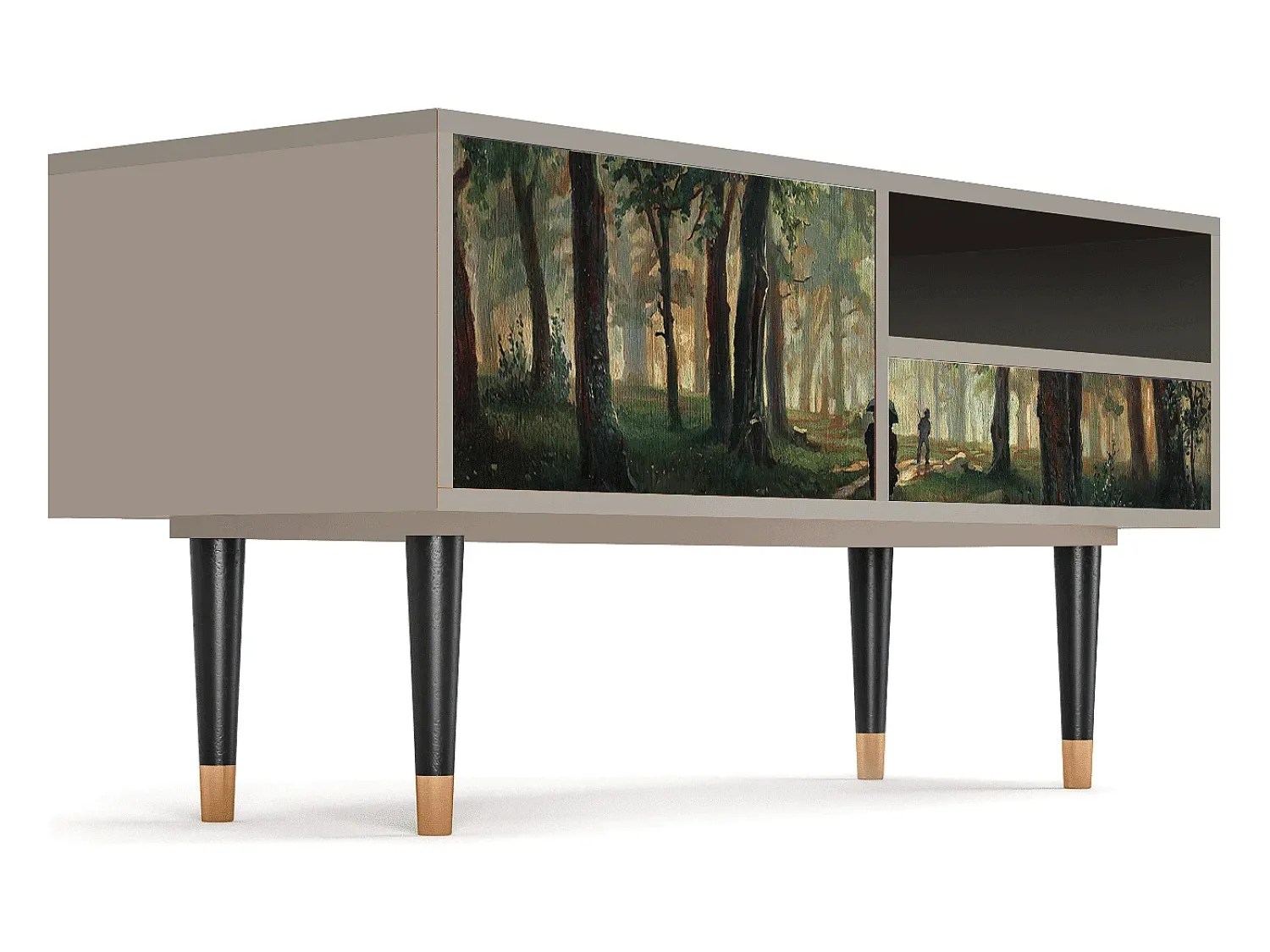 Móvel De Tv| Mueble de TV - 115х59х48 cm - T3 - Rain in the Oak Forest, Areia Bege
