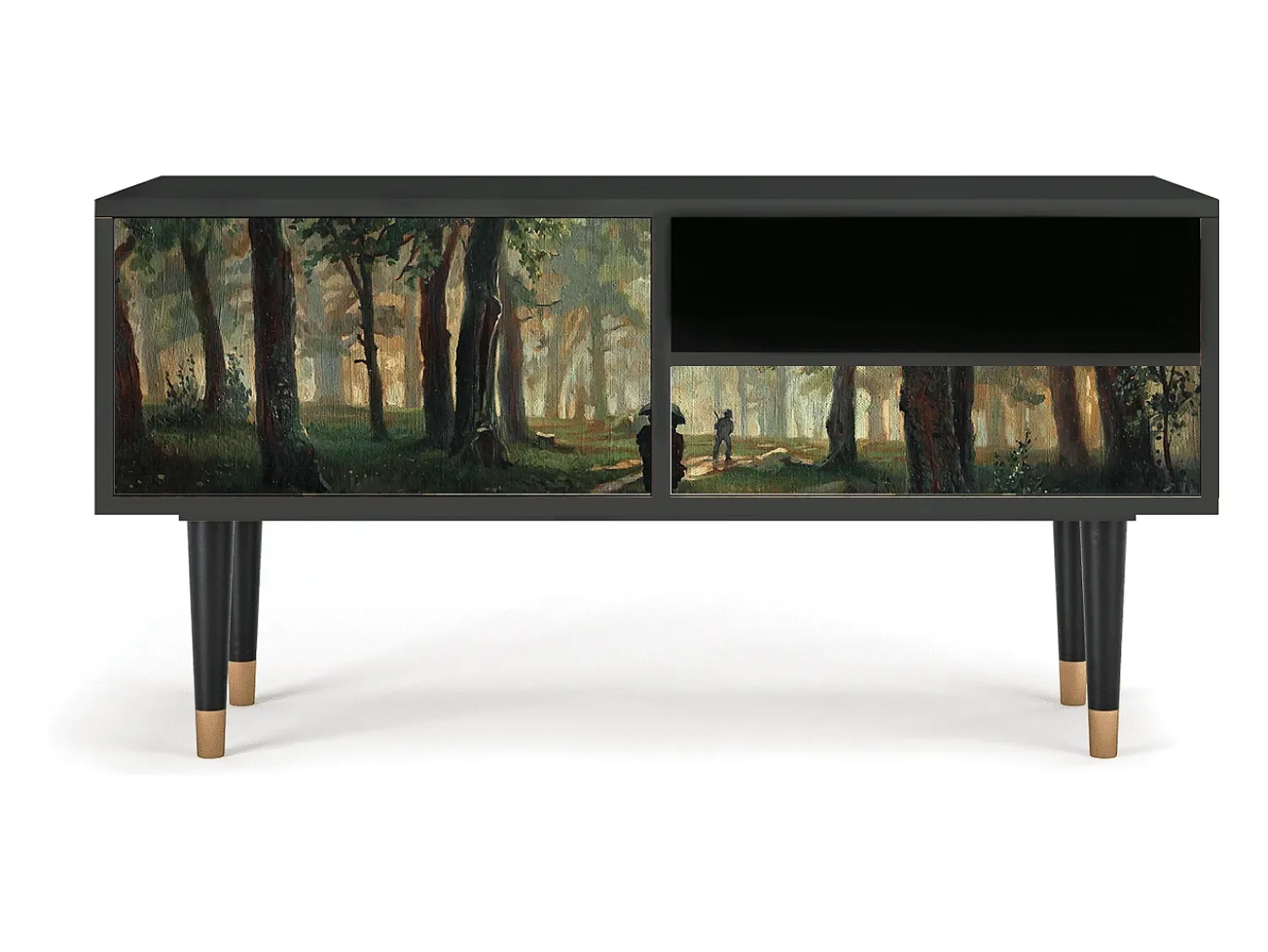 Móvel De Tv| Mueble de TV - 115х59х48 cm - T3 - Rain in the Oak Forest, Antracite Cinza antracite