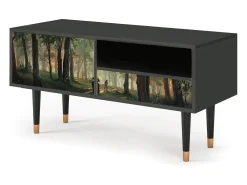 Móvel De Tv| Mueble de TV - 115х59х48 cm - T3 - Rain in the Oak Forest, Antracite Cinza antracite