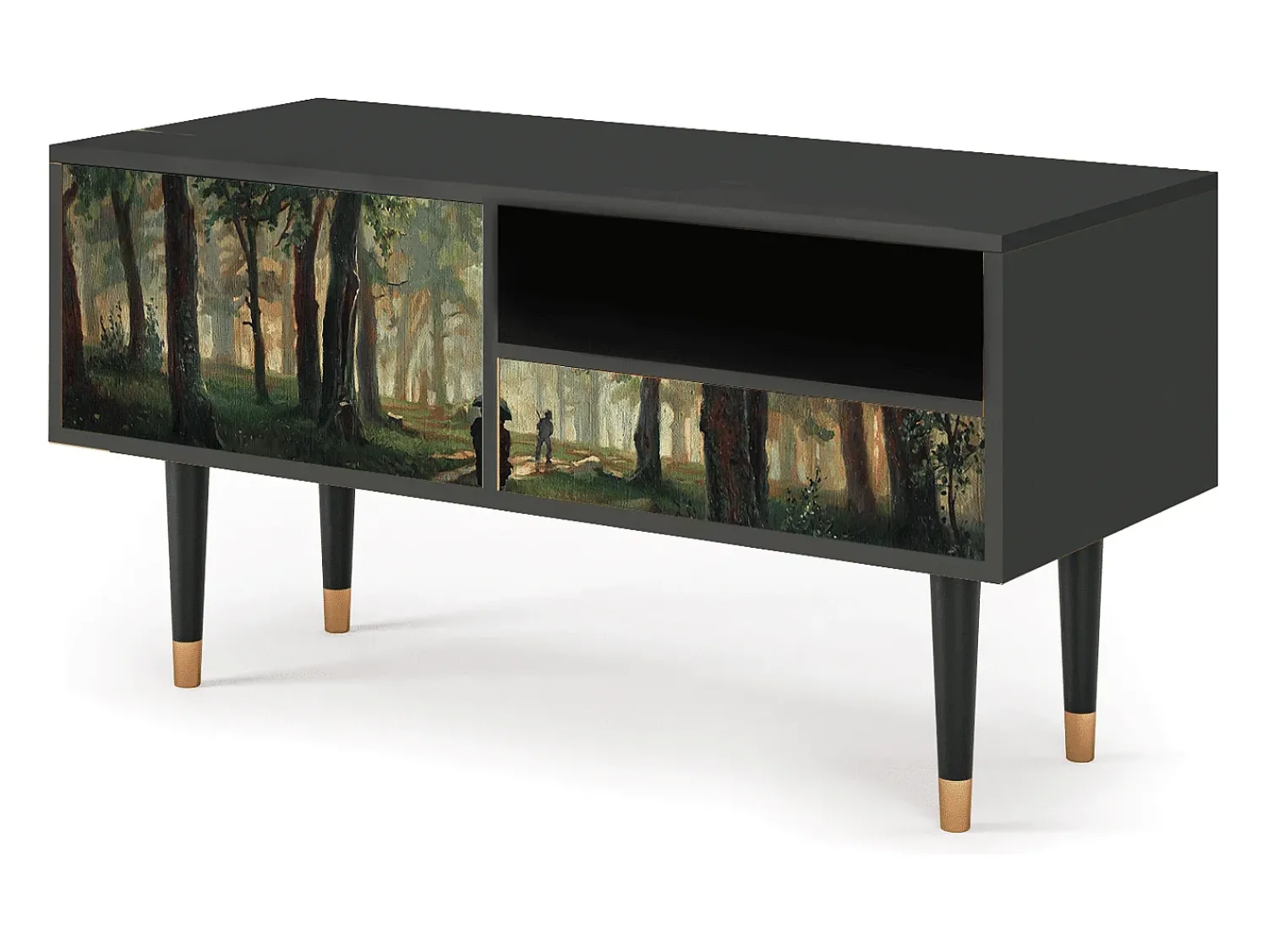 Móvel De Tv| Mueble de TV - 115х59х48 cm - T3 - Rain in the Oak Forest, Antracite Cinza antracite