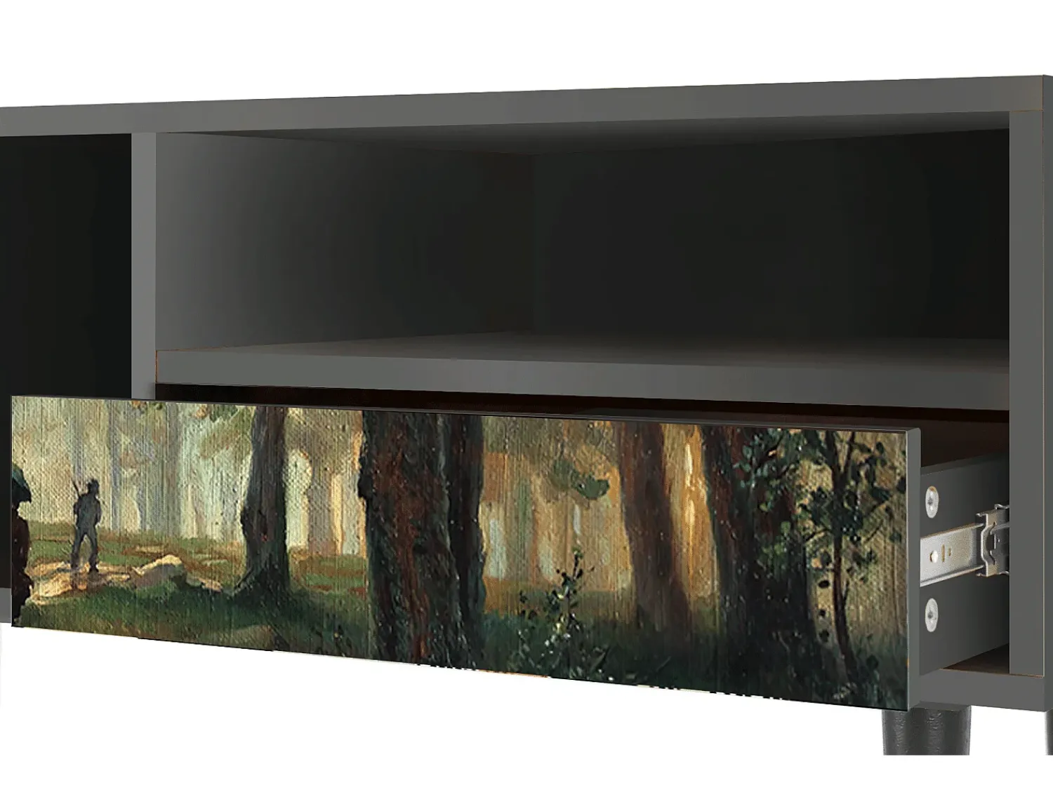 Móvel De Tv| Mueble de TV - 115х59х48 cm - T3 - Rain in the Oak Forest, Antracite Cinza antracite