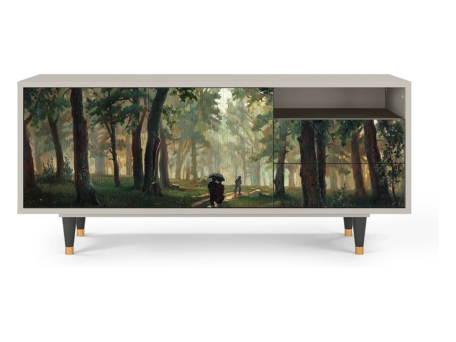 Móvel De Tv* Mueble de TV - 125х56х41 cm - T7 - Rain in the Oak Forest, Areia Bege
