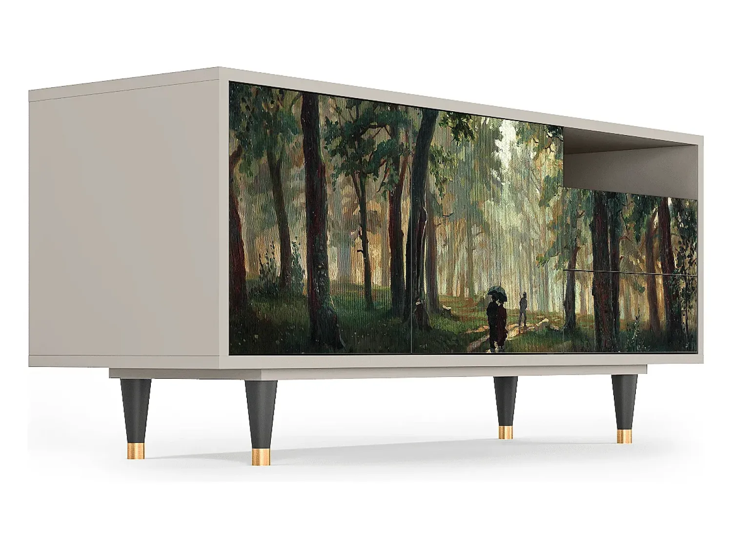 Móvel De Tv* Mueble de TV - 125х56х41 cm - T7 - Rain in the Oak Forest, Areia Bege