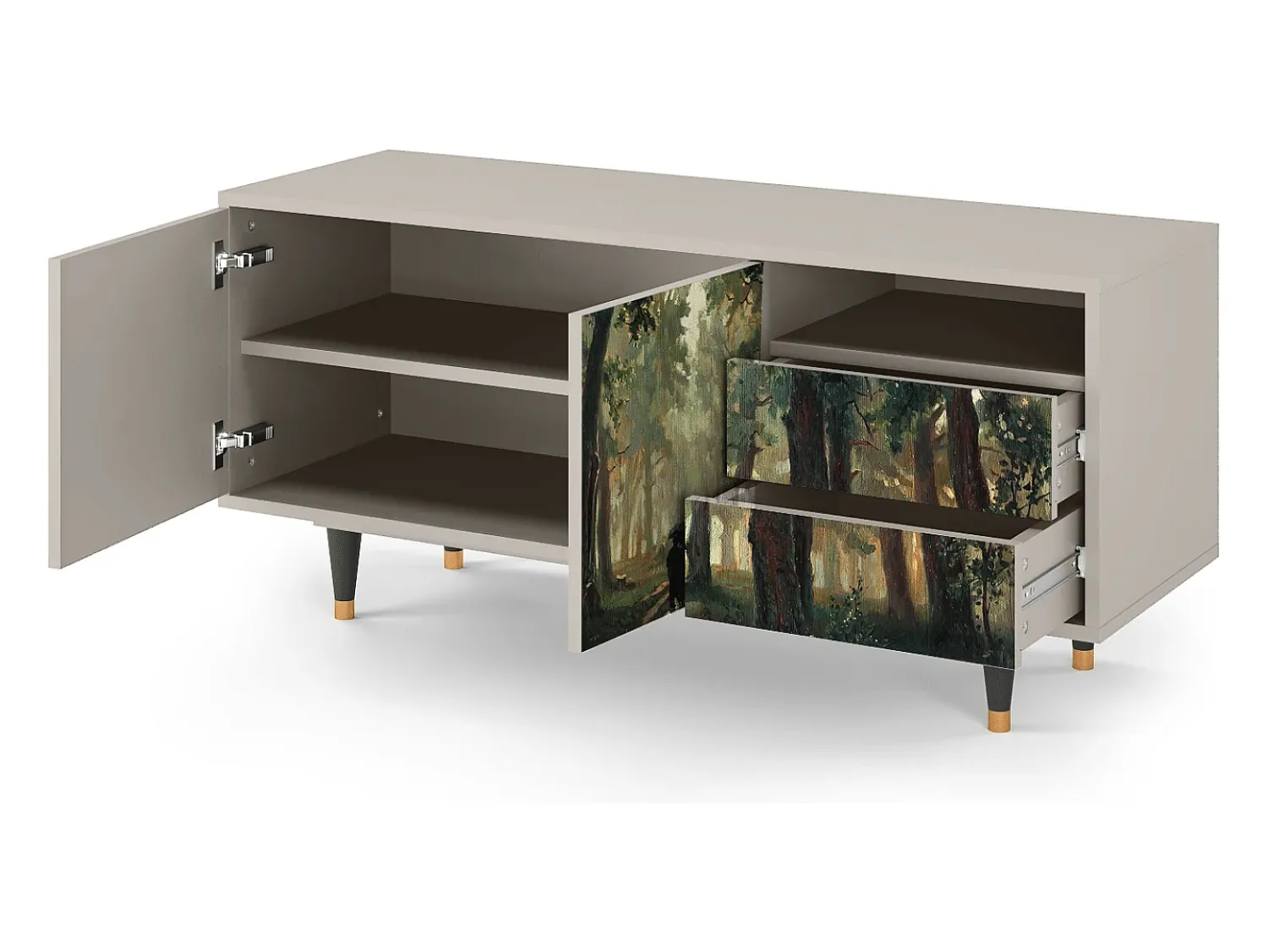 Móvel De Tv* Mueble de TV - 125х56х41 cm - T7 - Rain in the Oak Forest, Areia Bege