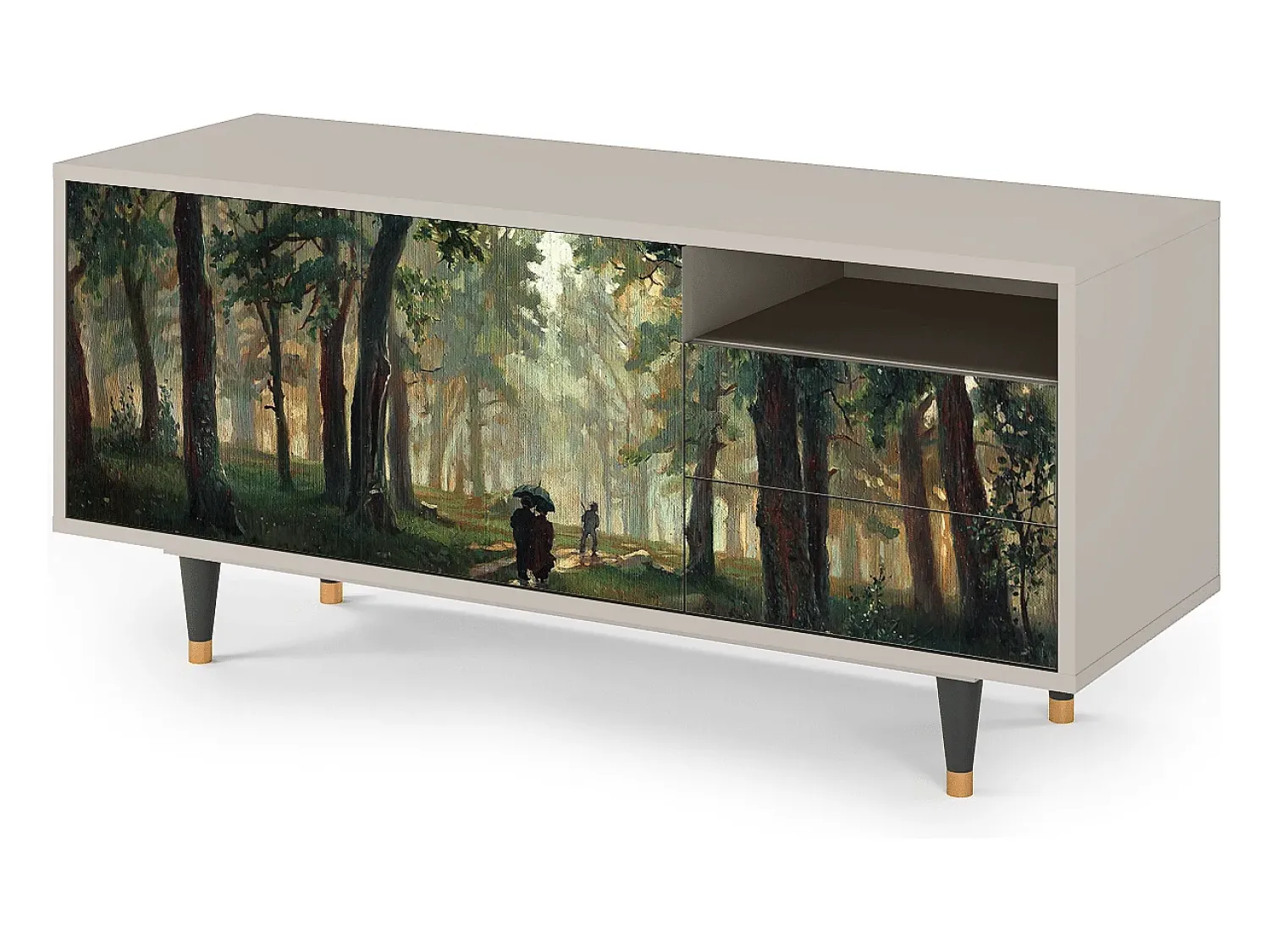 Móvel De Tv* Mueble de TV - 125х56х41 cm - T7 - Rain in the Oak Forest, Areia Bege