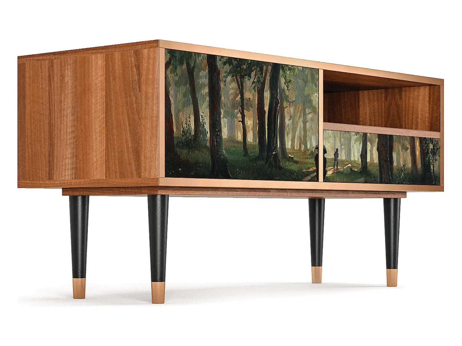 Móvel De Tv* Mueble de TV - 115х59х48 cm - T3 - Rain in the Oak Forest, Nogueira Castanho