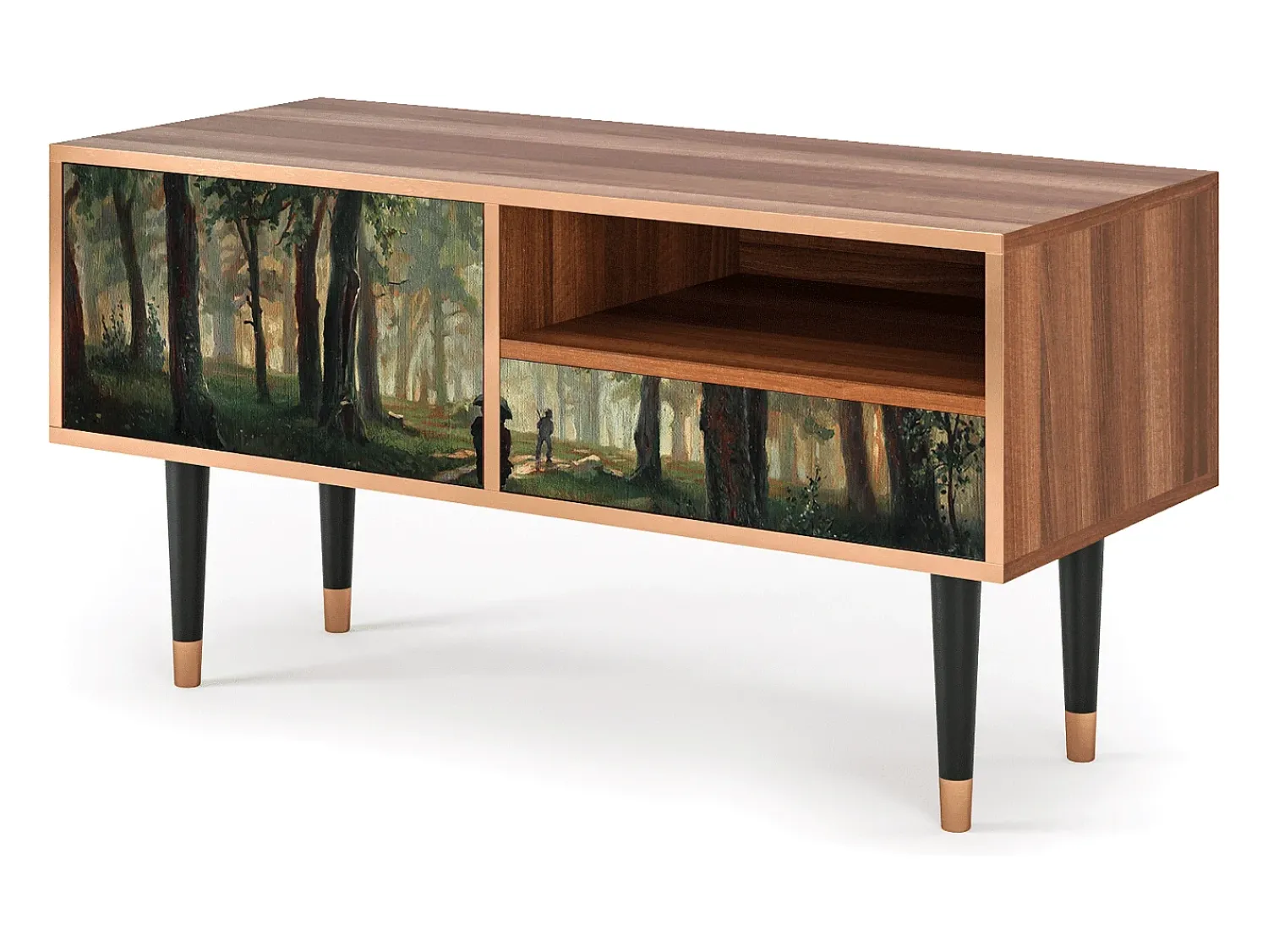 Móvel De Tv* Mueble de TV - 115х59х48 cm - T3 - Rain in the Oak Forest, Nogueira Castanho