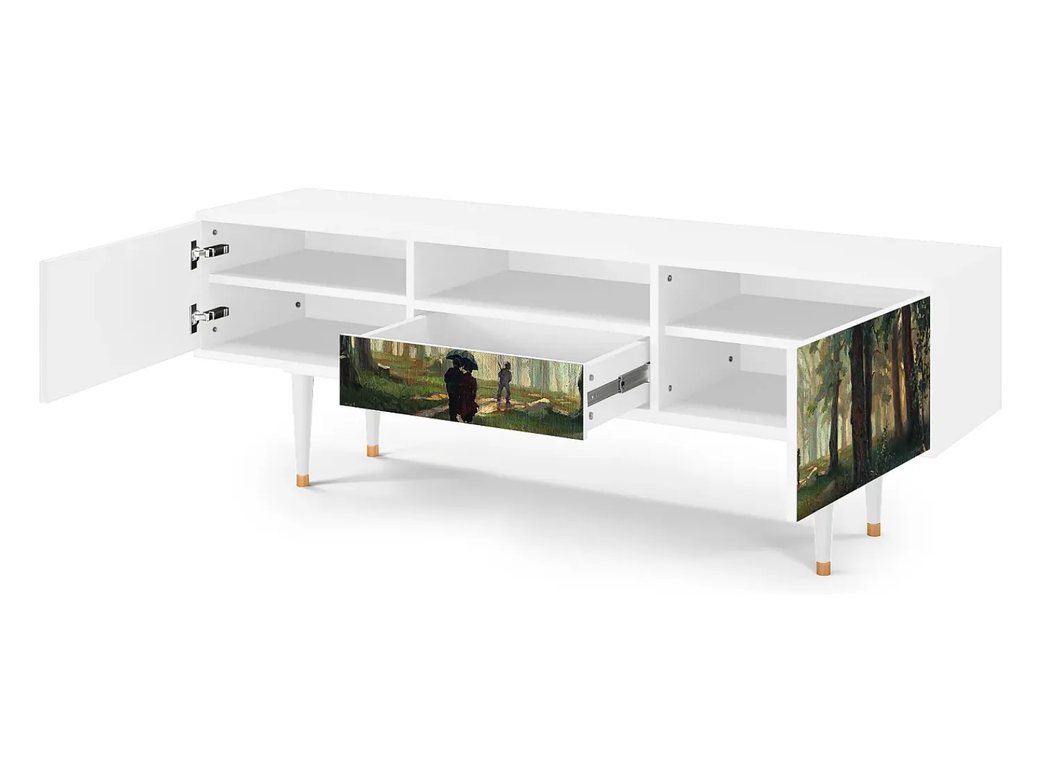 Móvel De Tv| Mueble de TV - 170х59х41 cm - T6 - Rain in the Oak Forest, Branco Bege