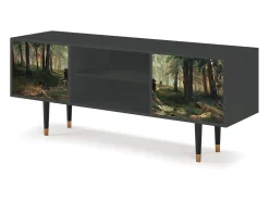 Móvel De Tv| Mueble de TV - 170х69х48 cm - T2 - Rain in the Oak Forest, Antracite Cinza antracite
