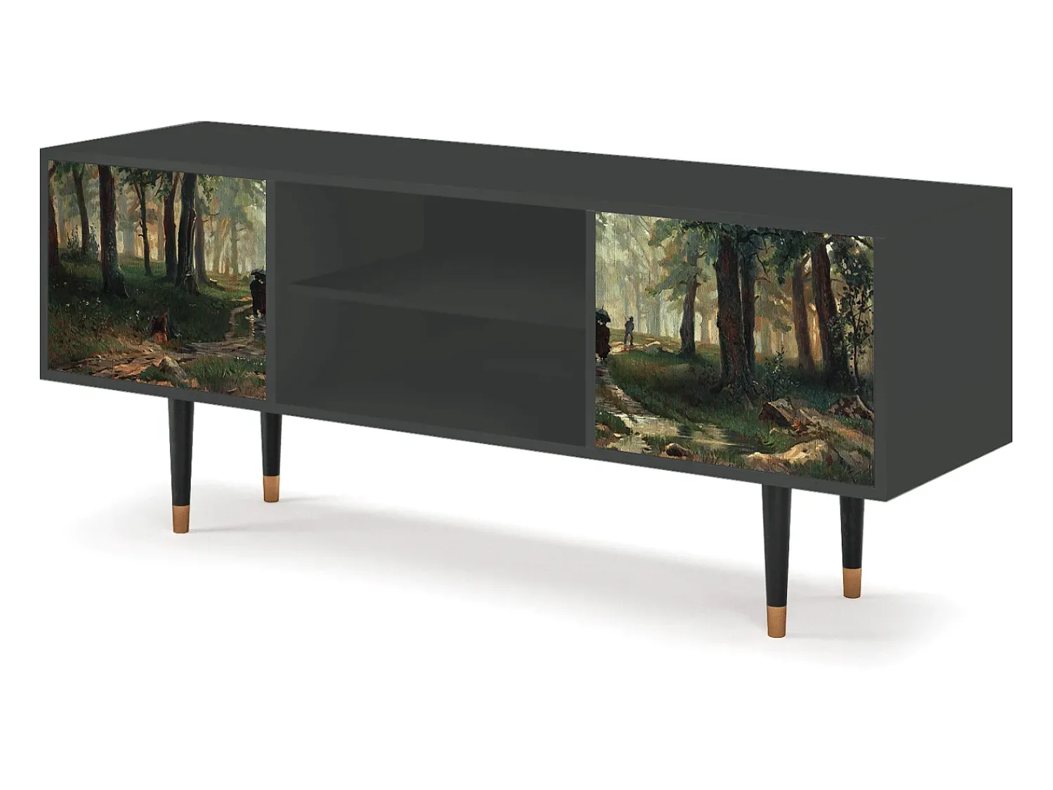 Móvel De Tv| Mueble de TV - 170х69х48 cm - T2 - Rain in the Oak Forest, Antracite Cinza antracite