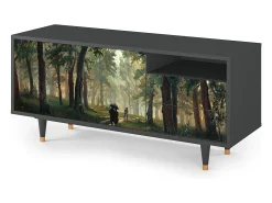 New Mueble de TV - 125х56х41 cm - T7 - Rain in the Oak Forest, Antracite Cinza antracite