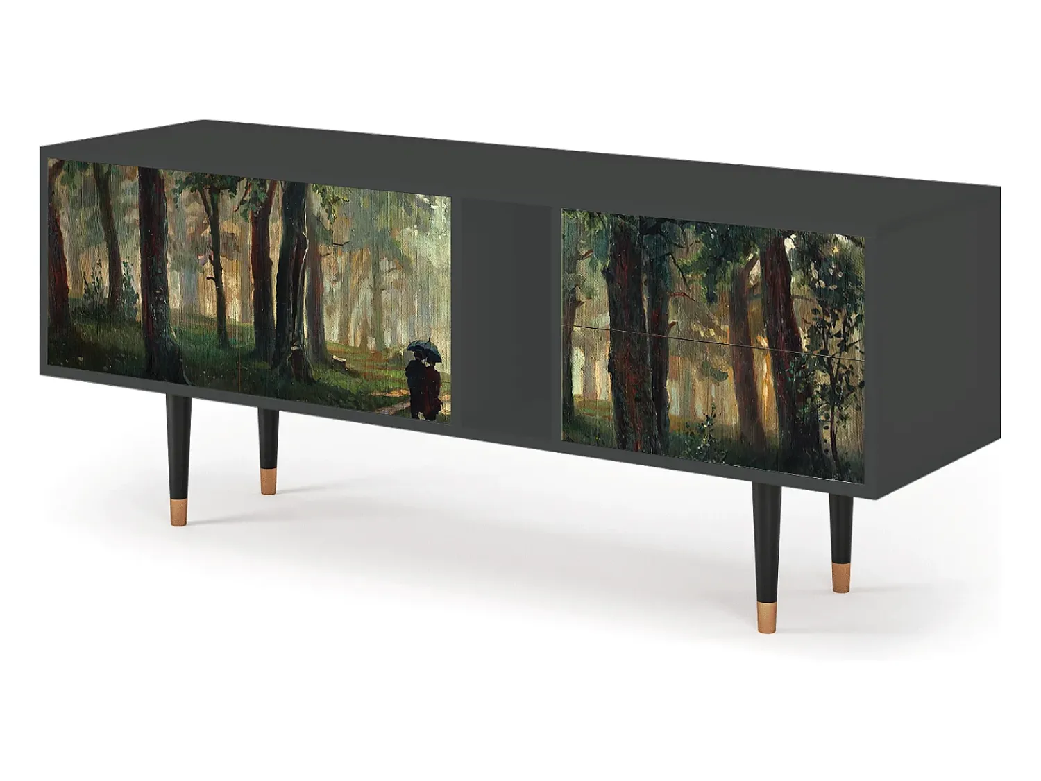 Móvel De Tv| Mueble de TV - 170х69х48 cm - T1 - Rain in the Oak Forest, Antracite Cinza antracite