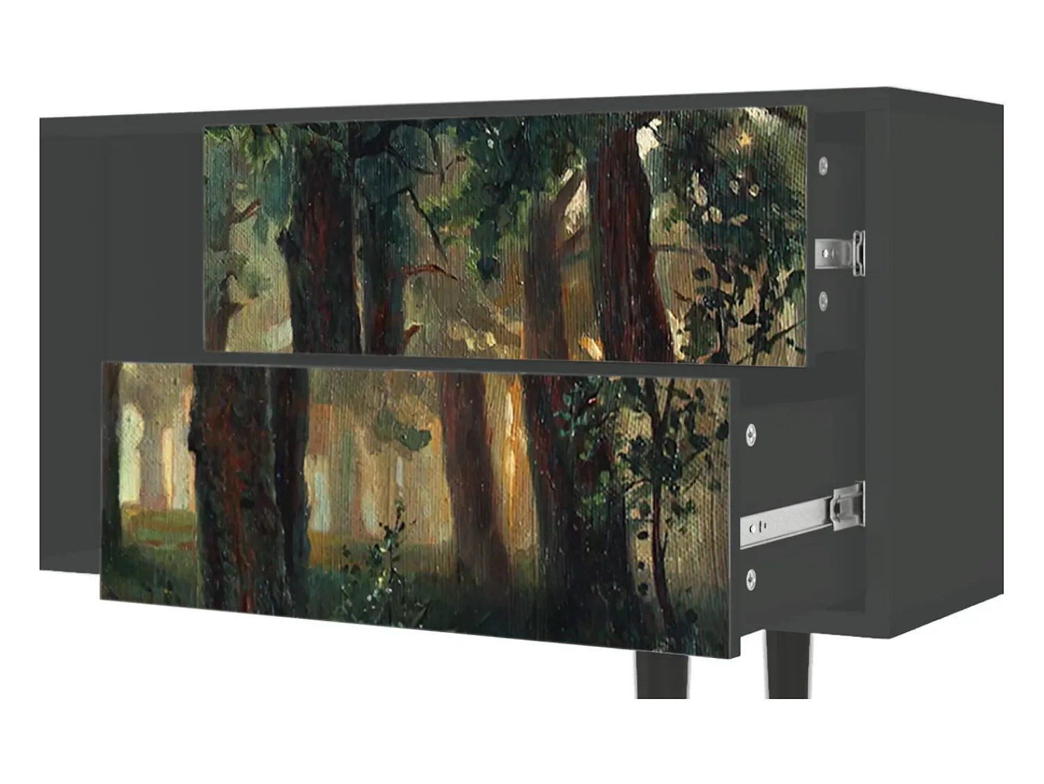 Móvel De Tv| Mueble de TV - 170х69х48 cm - T1 - Rain in the Oak Forest, Antracite Cinza antracite