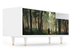 Clearance Mueble de TV - 125х56х41 cm - T7 - Rain in the Oak Forest, Branco Bege